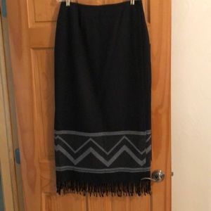 Nine & Co dark grey wrap shirt with fringe